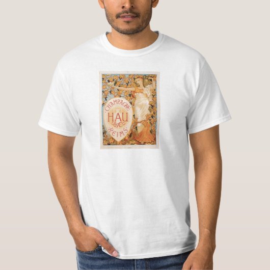 Wein-Getränk-Anzeigen-Kunst Champagne Reims T-Shirt (Vorderseite)