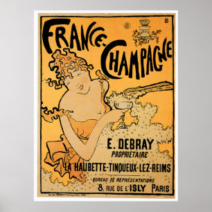 Wein-Getränk-Anzeigen-Kunst Frankreichs Champagne Poster