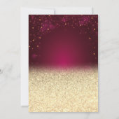 Wein Glas Gold Bokeh Roter Blumenbestand Einladung (Rückseite)