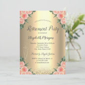 Wein Glas Gold Glitzer Bokeh Rose Rente Einladung (Stehend Vorderseite)