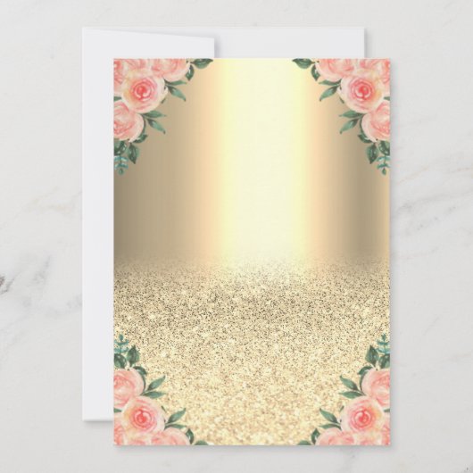 Wein Glas Gold Glitzer Bokeh Rose Rente Einladung (Rückseite)