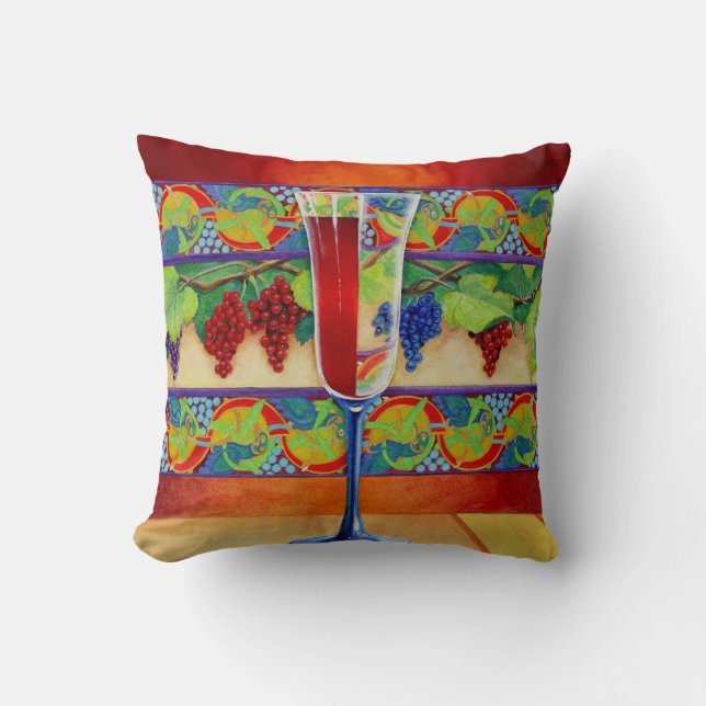 Wein-Glas halb voll Kissen (Vorderseite)