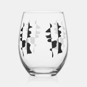 Wein Glas mit abstraktem Dual-Face-Design (Vorderseite)