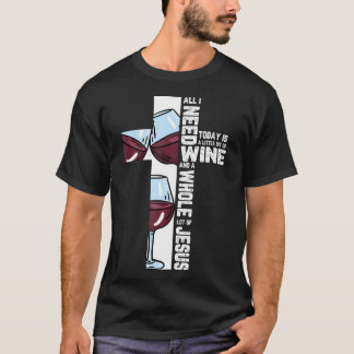 Wein Glas trinken Kreuz Jesus Christlichen Alkohol T-Shirt