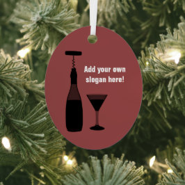 Wein, Glas und Korkenzieher - Trinkmotiv, eigener Ornament Aus Metall