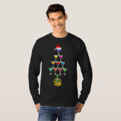 Wein Glas Weihnachtsbaum Drink T-Shirt (Vorne ganz)