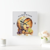 Wein Glas Wein Fass Wein Weintrauben O'clock Quadratische Wanduhr (Zuhause)