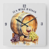 Wein Glas Wein Fass Wein Weintrauben O'clock Quadratische Wanduhr (Vorderseite)