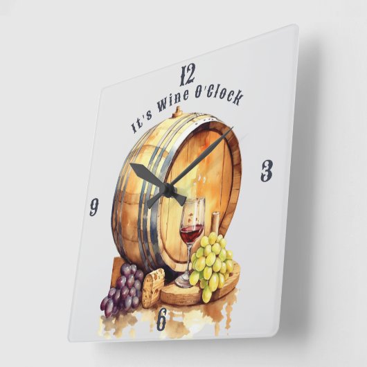 Wein Glas Wein Fass Wein Weintrauben O'clock Quadratische Wanduhr (Winkel)