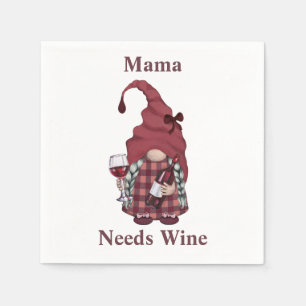 Wein-Gnom Mama braucht Wein Personalisieren Lustig Serviette
