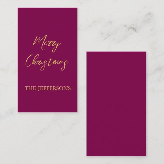 Wein & Gold Farben Frohe Weihnachten Begleitkarte (Vorne/Hinten)