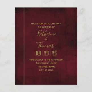 Wein & Gold Hochzeits-Einladung im königlichen Sti Flyer