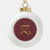 Wein Gold Monogram Beruflich Trendy Modern Keramik Kugel-Ornament (Vorderseite)