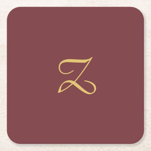 Wein Gold Monogram Beruflich Trendy Modern Rechteckiger Pappuntersetzer (Vorderseite)