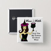 Wein-Hexe-Knopf Button (Vorne & Hinten)