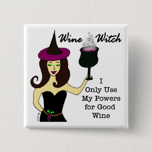 Wein-Hexe-Knopf Button