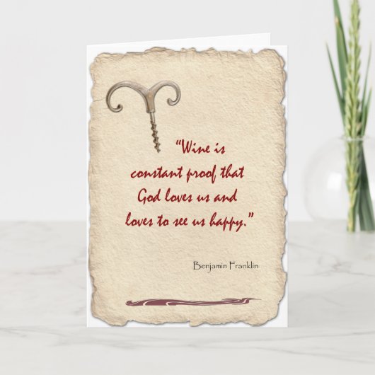 Wein ist Beweis Karte (Vorderseite)