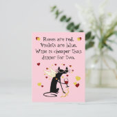 Wein ist billiger als das Abendessen für zwei Vale Postkarte (Stehend Vorderseite)