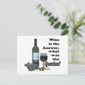 Wein ist die Antwort, was war die Frage? Geschenke Postkarte (Stehend Vorderseite)
