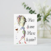 Wein ist die Antwort, was war die Frage? Postkarte (Stehend Vorderseite)