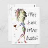 Wein ist die Antwort, was war die Frage? Postkarte (Vorne/Hinten)