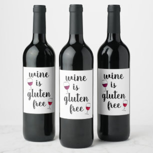 Wein ist glutenfrei Funny Weinetikett