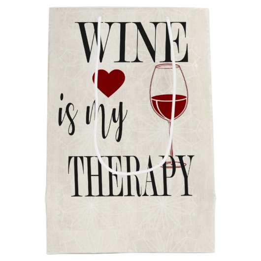 Wein ist mein therapeutischer Geschenkbeutel Mittlere Geschenktüte (Rückseite)