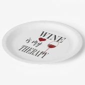 Wein ist mein therapeutisches Papiertuch Pappteller (Schrägansicht)