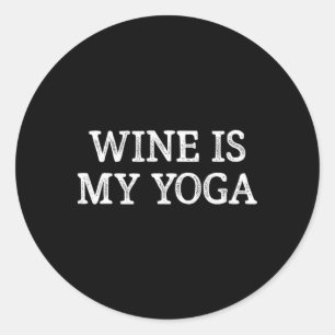 Wein ist mein Yoga - im Vintage-Stil -  Runder Aufkleber