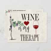 Wein ist meine Therapie Postkarte (Vorne/Hinten)