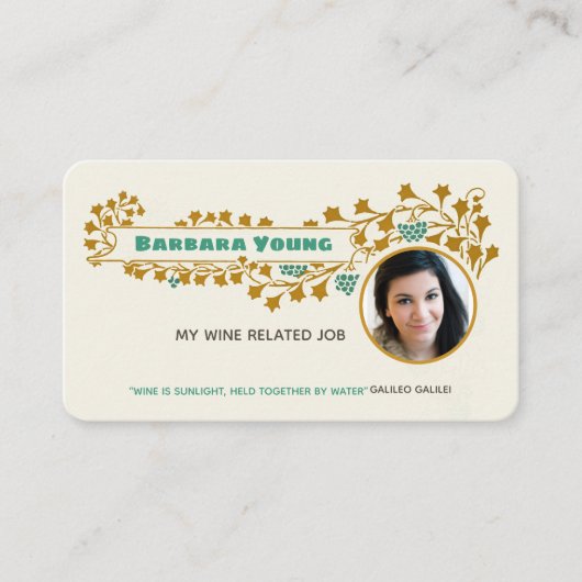 Wein Jugendstil Mucha Grapevine Ornament CC1022 Visitenkarte (Vorderseite)