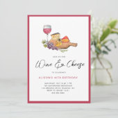 Wein & Käse Aquarell Geburtstagsparty Einladung (Stehend Vorderseite)