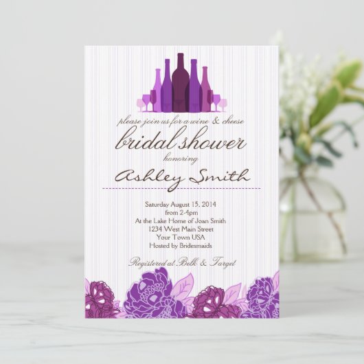 Wein & Käse Bridal Dusche Einladung (Stehend Vorderseite)