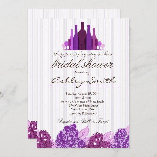 Wein & Käse Bridal Dusche Einladung (Vorne/Hinten)