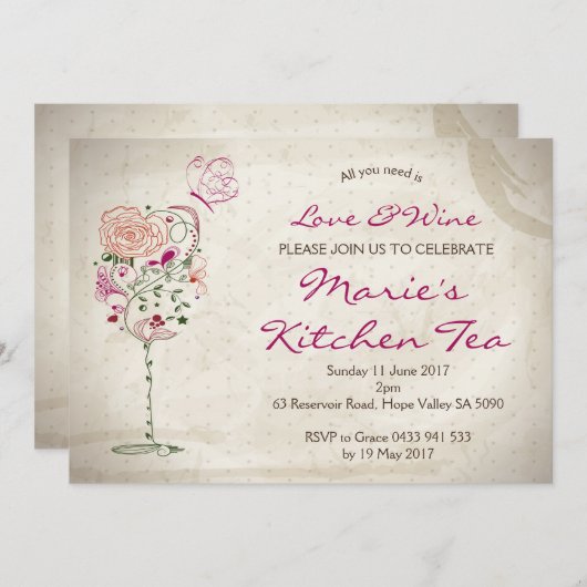 Wein & Käse Einladung zum Geburtstag (Vorne/Hinten)