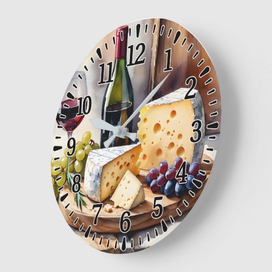 Wein & Käse Große Wanduhr (Winkel)