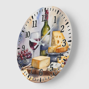 Wein & Käse Große Wanduhr