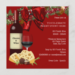 Wein-Käse-Party Familie Freunde Cocktail an Feiert Einladung