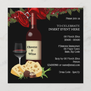 Wein-Käse-Party mit Familie und Freunden Cocktail Einladung