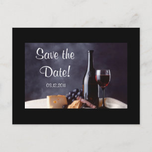 Wein_Käse Save the Date! Ankündigungspostkarte