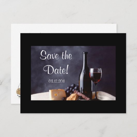 Wein_Käse Save the Date! Ankündigungspostkarte (Vorne/Hinten)