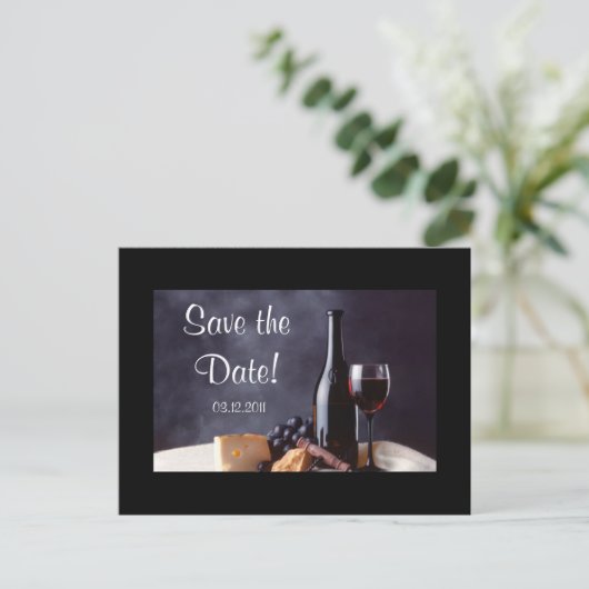Wein_Käse Save the Date! Ankündigungspostkarte (Stehend Vorderseite)