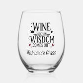 Wein kommt in Weisheit heraus Weinglas Ohne Stiel (Vorderseite)