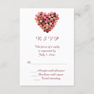 Wein Korken Herz Hochzeit RSVP Karte