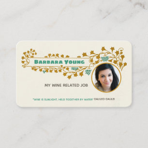 Wein-Kunst nouveau Mucha Weinstockverzierung Visitenkarte