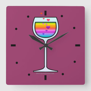 WEIN-KUNST-WANDUHR QUADRATISCHE WANDUHR