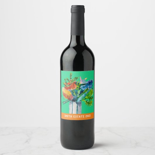 Wein-Label der australischen Flora Weinetikett (Vorderseite)