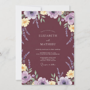 Wein-Lavendel-Wildblumen-Hochzeit Einladung