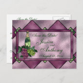 Wein-Liebe Save the Date Ankündigungspostkarte (Vorne/Hinten)