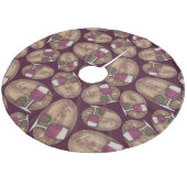 Wein-Liebhaber auf hölzernem Oval Fleece Weihnachtsbaumdecke (Schrägansicht)